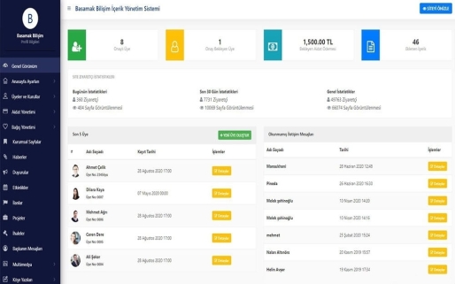 DernekWeb Dernek Y&ouml;netim Yazılımı Paneli