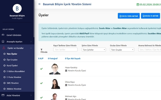 Üye, Bağışçı ve Gönüllü Yönetimi