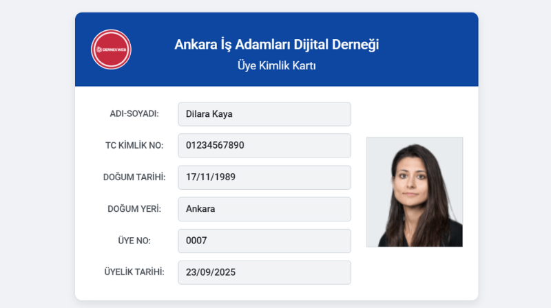 Dernek Üyelik Kartı